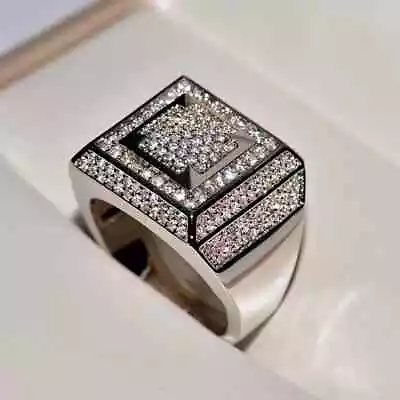 Hiphop/Rock Origin Natural 3 Ct Moissanite Men's Middal Finger Ring 925 Silver • $191.99