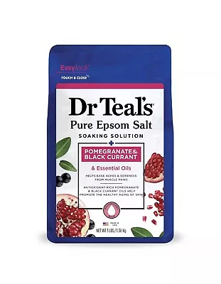 Dr Teal's Pure Epsom Salt Soak Pomegranate Black Currant & Essensial Oils 3 Lbs • £29.18
