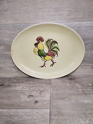 Vintage Metlox Poppytrail-CALIFORNIA PROVINCIAL GREEN ROOSTER Serving Platter   • $17