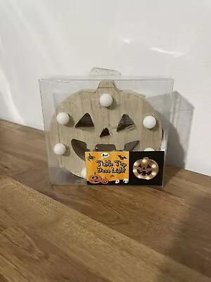 Pumpkin Shaped Wood Wooden Light Halloween Table Top Decoration • £3.95