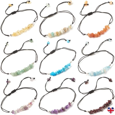 £3.89 • Buy Crystal Gemstone Bracelet 7 Chakra Bead Anxiety Stone Jewellery Healing Reiki UK