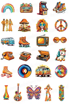 70s Disco Retro Cake Topper Party Decoration Edible Birthday Stand Up Celebratio • £5.49