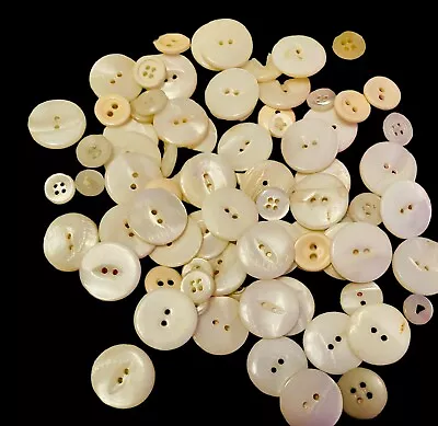 Vintage Off-white Mother Of Pearl Assorted Lot Of Buttons 100 Pieces • $14.99