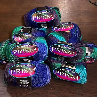 10 SKEINS Mary Maxim Yarn Lot Prism Raindrop Gradient #1999 Acrylic 290 Yd Each • $52.49