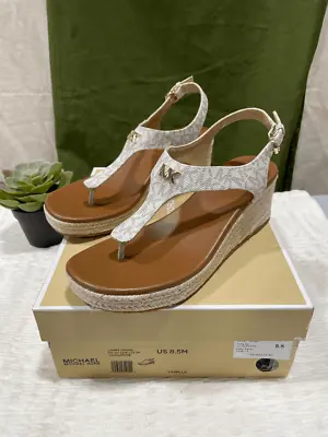 MICHAEL Michael Kors Laney Logo Espadrille Wedge Sandals - Vanilla 8.5M • $70