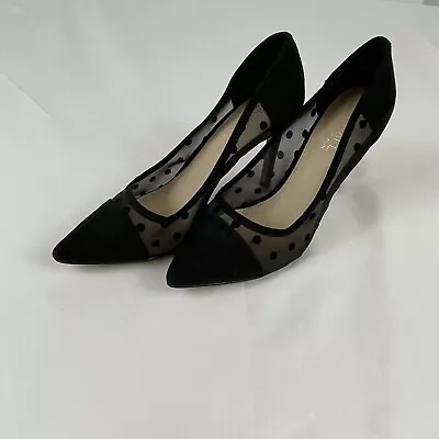 Michael Shannon Shoes Size 8 Black Mesh Polka For Heels • $16.95