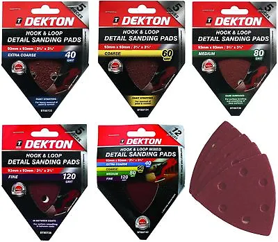 Dekton Detail Palm Sanding Pads Triangle Sheets 40 60 80 120 Or Mixed Grit 93mm • £3.49