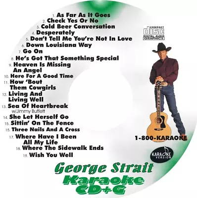 CUSTOM KARAOKE GEORGE STRAIT 19 GREAT SONGS Cdg CD+G RARE KING OF COUNTRY • $39.95