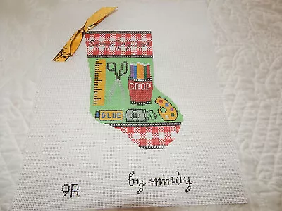 By Mindy Hand-painted Needlepoint Canvas SCRAPPIN Stocking  9 X 11 • $24.95