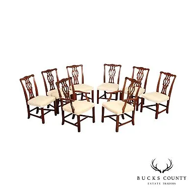 Hickory Manufacturing Chippendale Style Set Of Eight Mahogany Dining Chairs • $1995