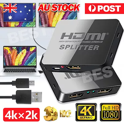 HDMI Splitter Amplifier 1 In 2 Out Video Duplicator 4K Full HD 3D Foxtel DVD • $8.95