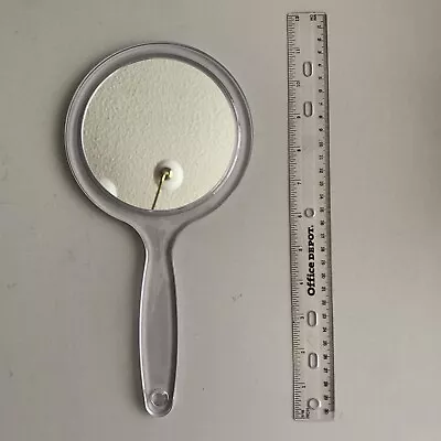 Crystal Clear Hand Mirror Translucent Handle Circular 2 Sided X2 Magnifier • $18