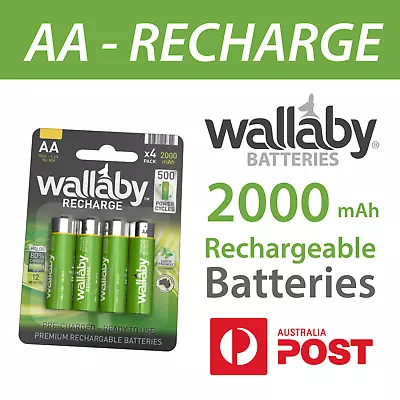 Size AA Wallaby Rechargeable Ni-MH Batteries 4/8/32 QTY DISCOUNT - AUS FAST POST • $14.95