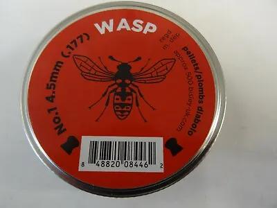 Wasp .no1 Air Rifle Pellets  177 X 500 Per Tin Perfect For All Types Of Shooting • £17.95