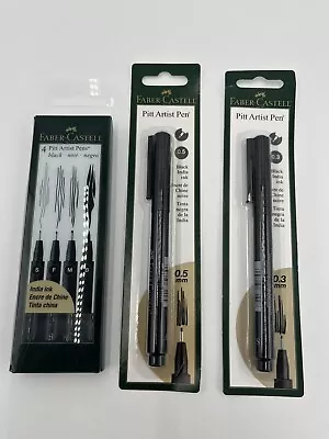 Combo Lot Of 3 Sets- Artist Pens By Faber-Castell Pitt India Ink Various Sizes • $16.99