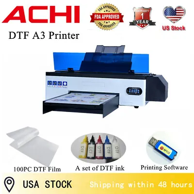 ACHI DTF A3 Transfer Printer Epson1390 Direct To Film T-shirt Printing & DTF Ink • $1804.10
