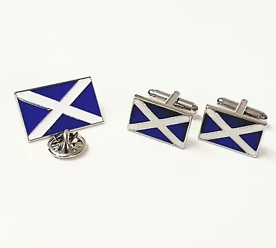 Scotland Scottish Saltire Flag Boxed Cufflinks AND A Lapel Pin Badge JKB50-80 • £9.99