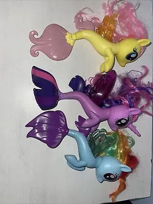 3 Hasbro My Little Pony Seapony Figures   Mermaid Tail Purple Blue Orange Pink • $15