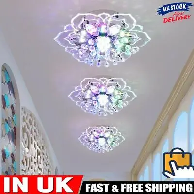 Modern LED Flower Crystal Ceiling Chandelier 9W Decor Lamp (Color Light) • £15.89