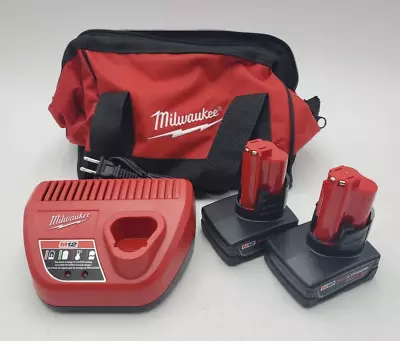 Milwaukee 48-11-2440 M12 XC 4.0 AH REDLITHIUM Battery Pack X2 + M12 Charger • $89.99