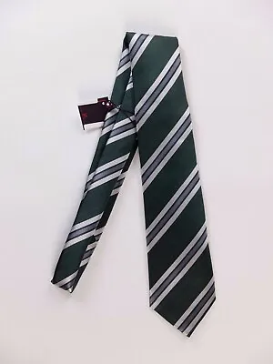 ISAIA Napoli Green 7-fold Striped Silk Neck Tie Authentic NWT Italy • $95