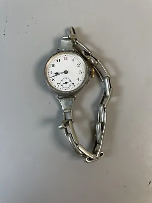 Antique Silver Hallmarked Trench Watch Military Vintage Mens Wristwatch • £69