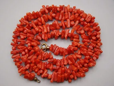 Old Real Antique Natural Mediterranean Dark Red Coral Necklace Chain 31 Grams ! • $500