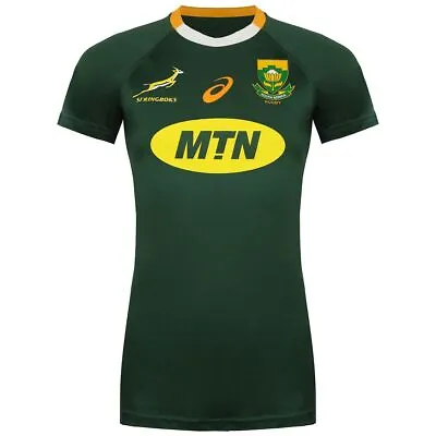 Asics Springboks South Africa Rugby Short Sleeve Womens T-Shirt 2112A053 301 • £26.99