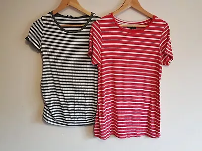 Next And New Look Maternity Size 12 Short Sleeve Striped Top Bundle (2 Items) • £7.50