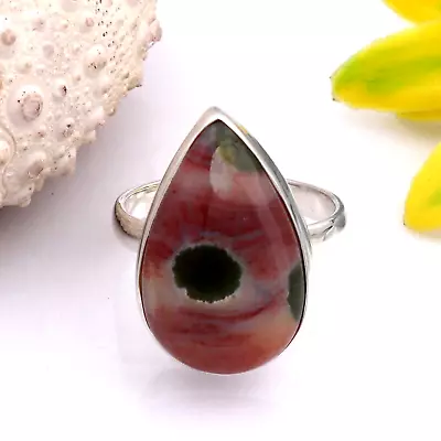 Ocean Jasper Gemstone Handmade Sterling Silver Plain Ring Unisex Jewelry Size-8 • $37.04