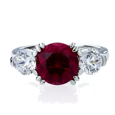 Women 8mm Platinum Plated Silver 2ct Simulated Ruby CZ Engagement Ring • $62.99