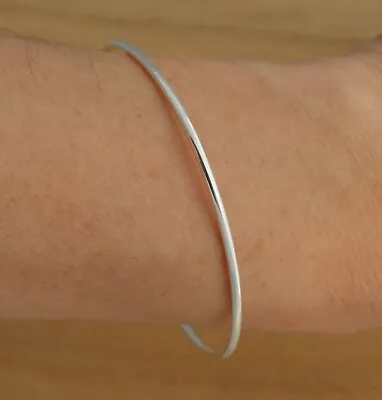 Genuine 925 Sterling Silver Plain Small Stackable Slip On Bangle Bracelet 62mm • £15.98