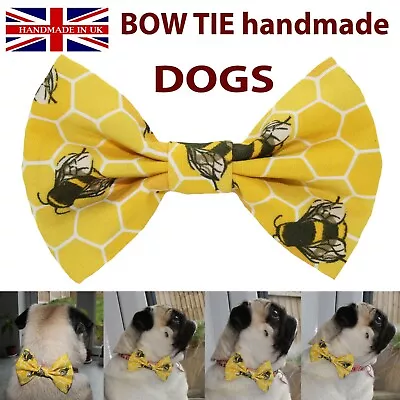 £3.80 • Buy New Dogs Bow Tie DOG BEE Lemon Elastic Band Attach COLLAR ACCESSORY Handmade UK 