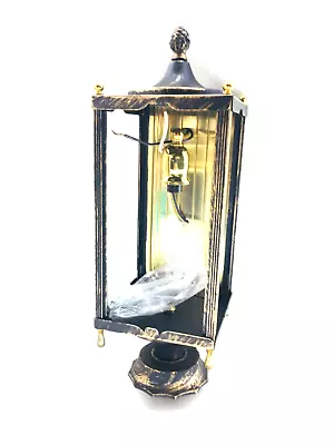 Hanging Lamp Fixture Progress Lighting Gilded Black Mosaic Pattern Amber Glass • $41.99