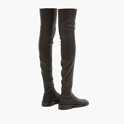 Women Over The Knee Boots Stretch Boot Pointed Toe Square Heel Real Leather Boot • $161.17