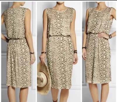 New Zimmermann Reptile Snake Print Belted Midi Dress Size 1/US Small • £114.02