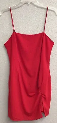 Superdown Dress Womens Spaghetti Strap Square Neck Micro Mini Red Size Large • $24.99