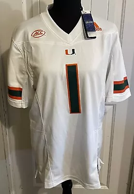 NWT! Adidas Miami Hurricanes  Team Premier Stitched Jersey #1 Size Medium NEW! • $55.99