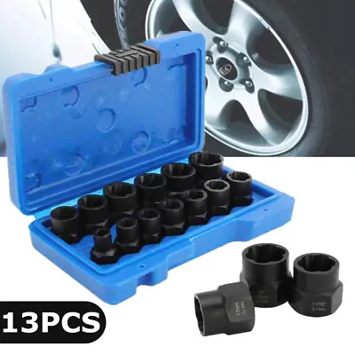 13PCS Damaged Lug Nut And Screw Bolt Remover Twist Socket Set Extractor Tools • £13.47