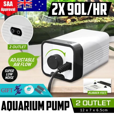 $20.89 • Buy Aqua Aquarium Air Pump Oxygen Fountain Pond Aerator Water Fish Tank 2 Outlet