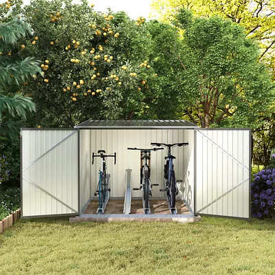 Outdoor Garden Bicycle Shed 4 Bike Lane Tool Storage House Galvanized Steel UK • £305.95