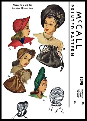 McCall # 1298 Beret HATS & BAG Fabric Sewing Pattern Chemo Cancer Alopecia 23   • $5.49