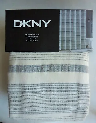 $24.95 • Buy New DKNY Modern Stripe SHOWER CURTAIN Lt Beige Gray 100% Cotton Made In Turkey