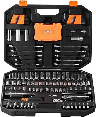 145PC Mechanics Tool Set Tools Kit1/4 3/8  Drive Socket Set SAE & Metric • $59.99