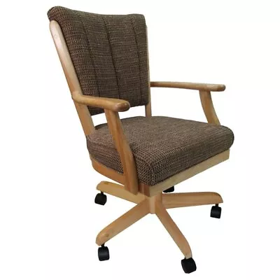 Swivel Wood Dining Caster Chair Classic In Checkered - Natural Oak • $450.04