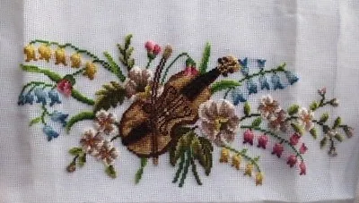  MADEIRA Preworked Needlepoint Tapestry Canvas Seat Bench Music Theme Violin • $28