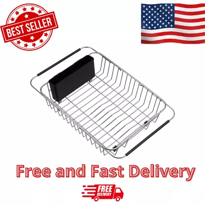 Kitchen Over Sink Dish Drying Rack Stainless Steel Rustproof Expandable Utensil • $29.99