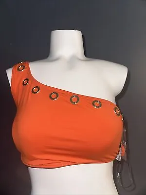 Michael Kors ZINNIA Orange Grommet One-Shoulder Bikini Top Size Large $94 NWT • $49.99