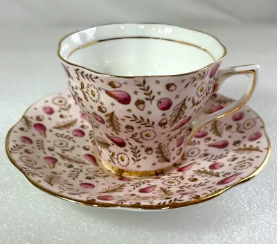 Rosina Bone China TEACUP And SAUCER England Chintz Pink Pear VINTAGE • $29