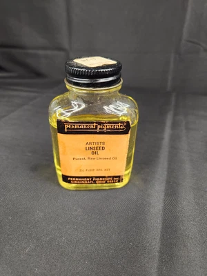 $14.99 • Buy Vtg Permanent Pigments Artists Linseed Oil 2.5 FL Oz  Cincinnati OH  3/4 Full